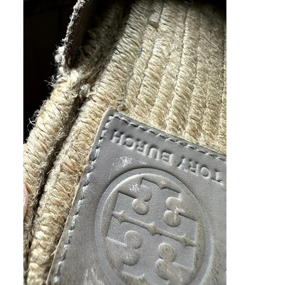 TORY BURCH Women's Max Suede Espadrille Mule Slides Taupe Size 7.5